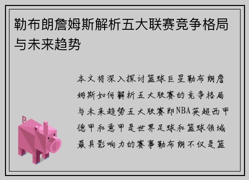 勒布朗詹姆斯解析五大联赛竞争格局与未来趋势